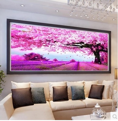 นกยูงม่วง ขาว ครอสติสคริสตัล Diamond painting ภาพติดเพชร งานฝีมือ DIY