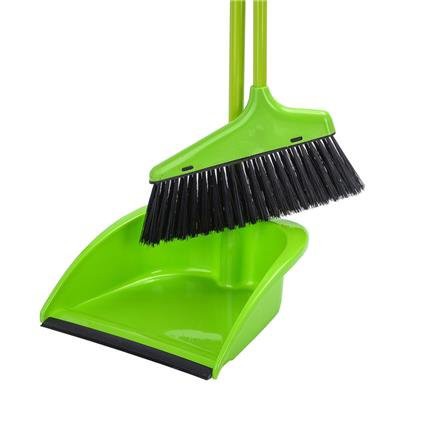 ไม้กวาดพร้อมที่โกยผงขอบยาง ACCO YJ-1849 สีเขียว ใช้สำหรับทำความสะอาดพื้นผิวที่สกปรก