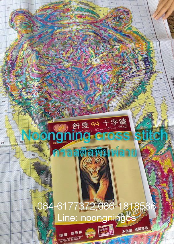 นกยูง ชุดปักครอสติส พิมพ์ลาย ครอสติสจีน งานฝีมือทำที่บ้าน DIY