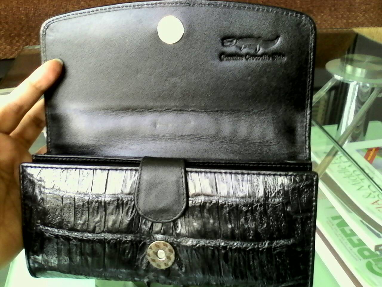 กระเป๋าหนังจระเข้แท้แบบ3พับ(หนังกระดูกหัว)
