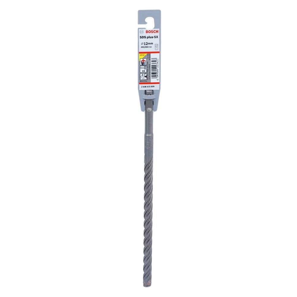 ดอกสว่านโรตารี่ BOSCH SDS PLUS-5X, 12x200/260 สว่านและดอกสว่าน CONCRETE DRILL BIT BOSCH SDS PLUS-5X, 12x200/260
