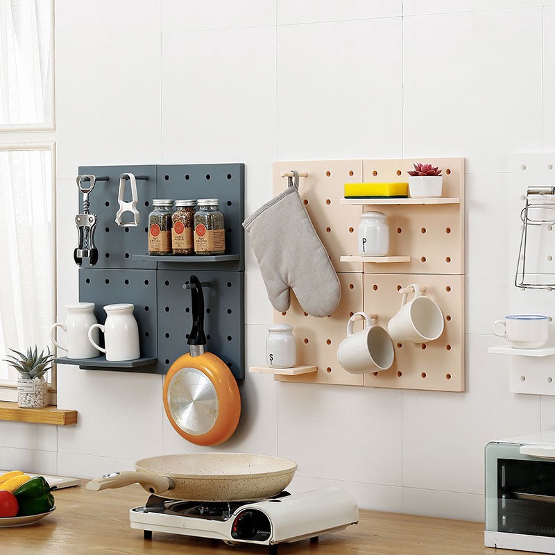 ชั้นวางติดผนัง ชั้นวางติดผนังไม่ต้องเจาะ ชั้นวางติดผนังห้องน้ำ ห้องครัว มีให้เลือก 3 สี Pegboard linhaomall