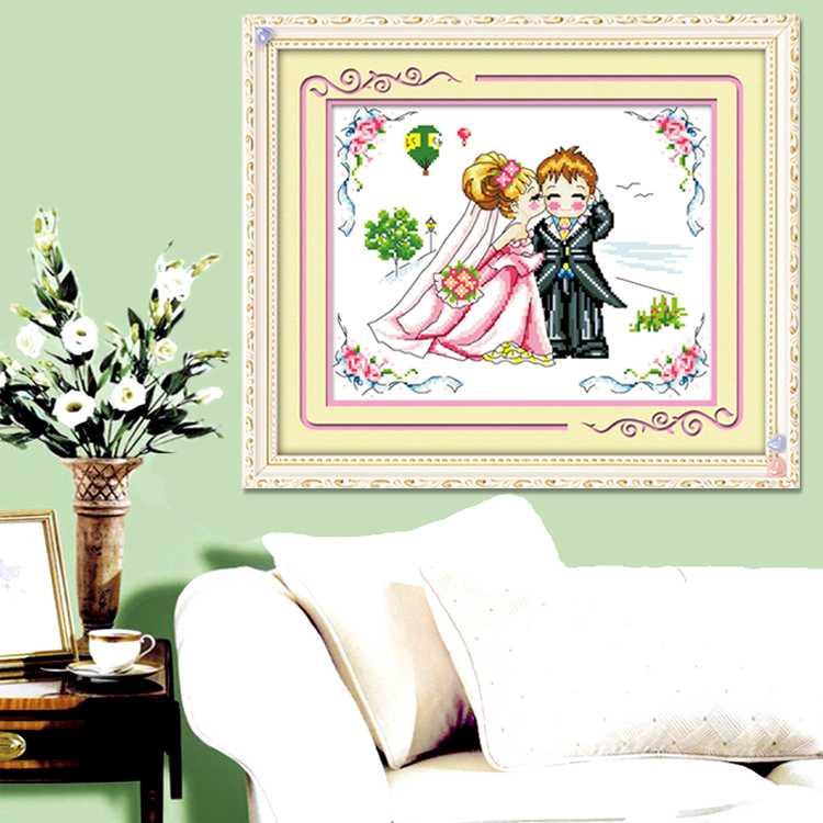 ดอกบัวสีขาว ชุดปักครอสติส พิมพ์ลาย ครอสติสจีน งานฝีมือทำที่บ้าน DIY