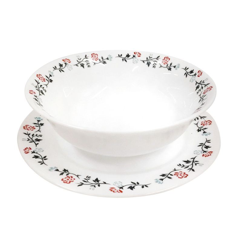 KASSA HOME ชุดจานชามโอปอล Daffodil ลายดอก รุ่น BP105 (ชุด 6 ชิ้น) สีขาว เหมาะสำหรับใช้งานทั้งในบ้านและร้านอาหาร