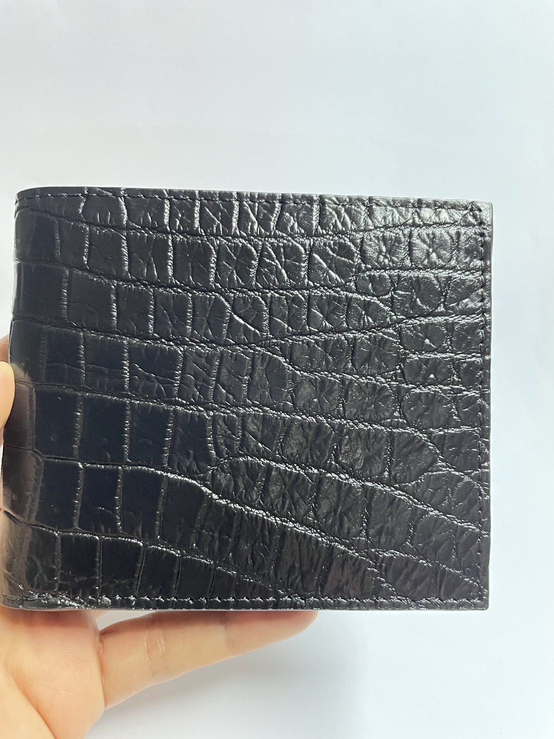 กระเป๋าหนังจระเข้แท้(หนังท้อง) สีดำ