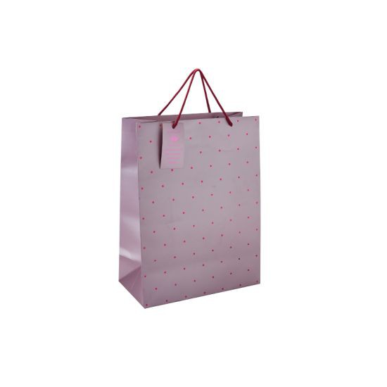 KASSA HOME ถุงกระดาษลายจุด รุ่น RL-02A ไซส์ M สีชมพู ใช้สำหรับใส่ของขวัญหรือมอบให้กับคนพิเศษ