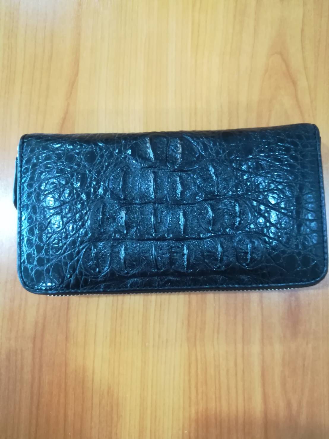 กระเป๋าหนังจระเข้แท้แบบซิปเดี่ยว(หนังกระดูกหัว)