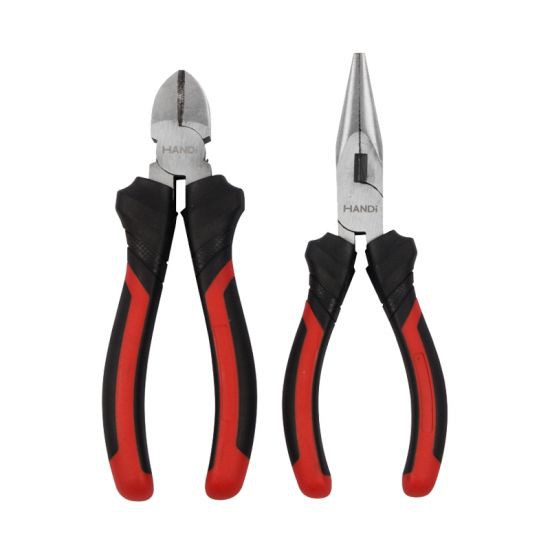 HANDI ชุดคีม รุ่น 4902 (ชุด 2 ชิ้น) สีแดง - ดำ สำหรับงานช่าง