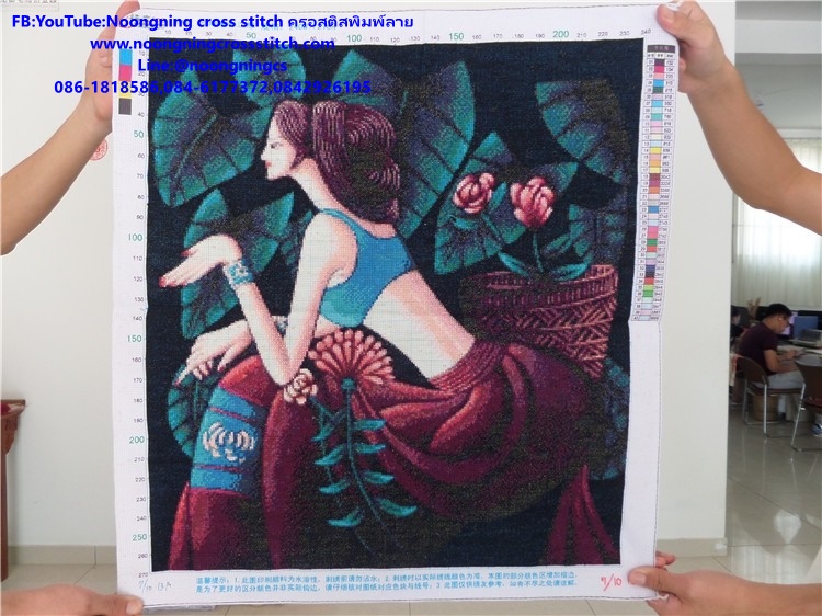 ผู้หญิง 3 รูป ชุดปักครอสติช พิมพ์ลาย ครอสติสจีน งานฝีมือ DIY