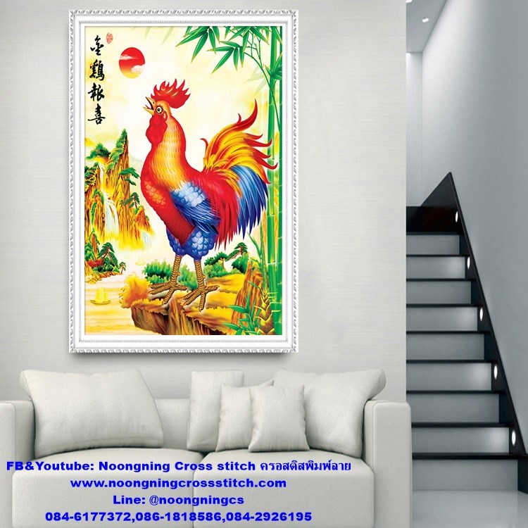 ไก่มงคล ครอสติสคริสตัล Diamond painting โมเสก ภาพติดเพชร งานฝีมือทำที่บ้าน DIY