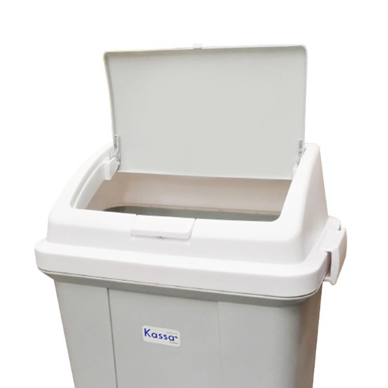 KASSA HOME ถังขยะฝาสปริง ทรงเหลี่ยม 45 ลิตร รุ่น PN6046 ขนาด 25 x 38 x 70 ซม. สีเทา ผลิตจากพลาสติก PP เนื้อหนา คุณภาพดี