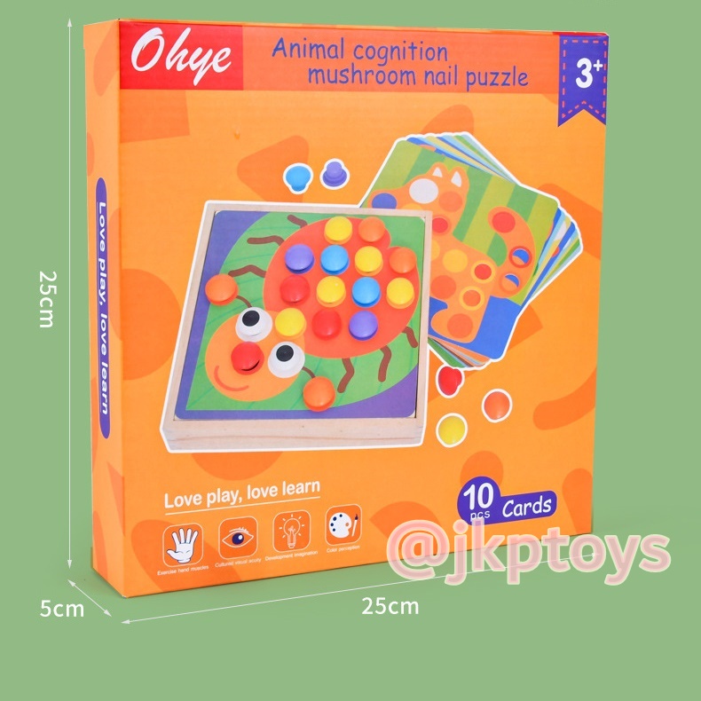 ของเล่นไม้เสริมพัฒนาการ กระดานไม้ปักหมุดจัมโบ้ เรียนรู้ สีสัน