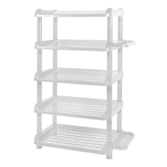 KASSA HOME ชั้นวางรองเท้าพลาสติก 5 ชั้น (10 คู่) รุ่น SHC-251/5-CR ขนาด 47 x 38 x 84 ซม. สีขาว สวยงาม โดดเด่น ดูทันสมัย