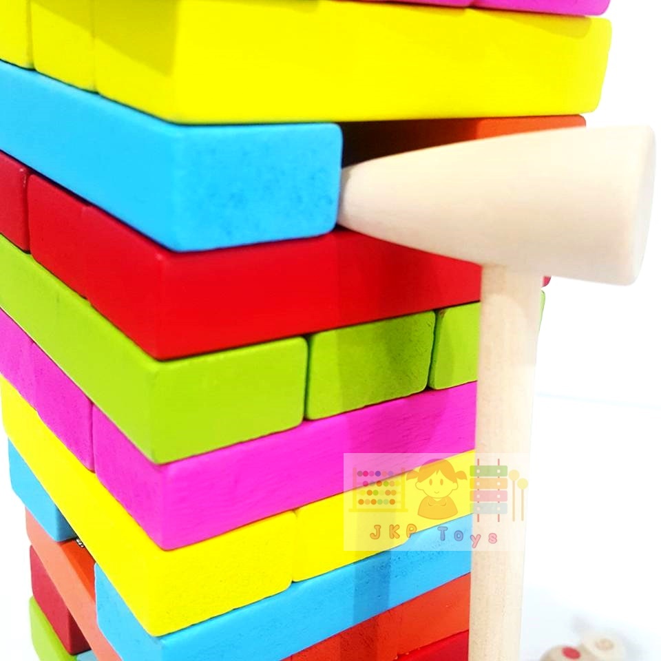 บล็อกไม้ตึกถล่มลายสัตว์พร้อมคำศัพท์ 54 ชิ้น