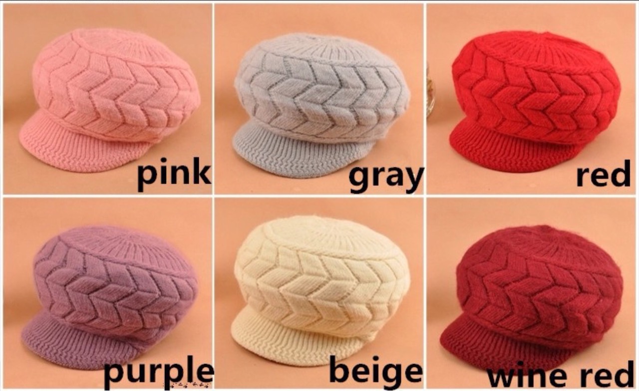 หมวกไหมพรมทรงเเก็ปสีแดงไวน์ด้านในบุขน(พร้อมส่ง)(Free Size)