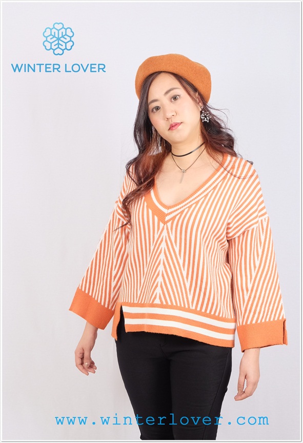 เสื้อกันหนาวสีส้มผู้หญิงอ้วนขนาดใหญ่