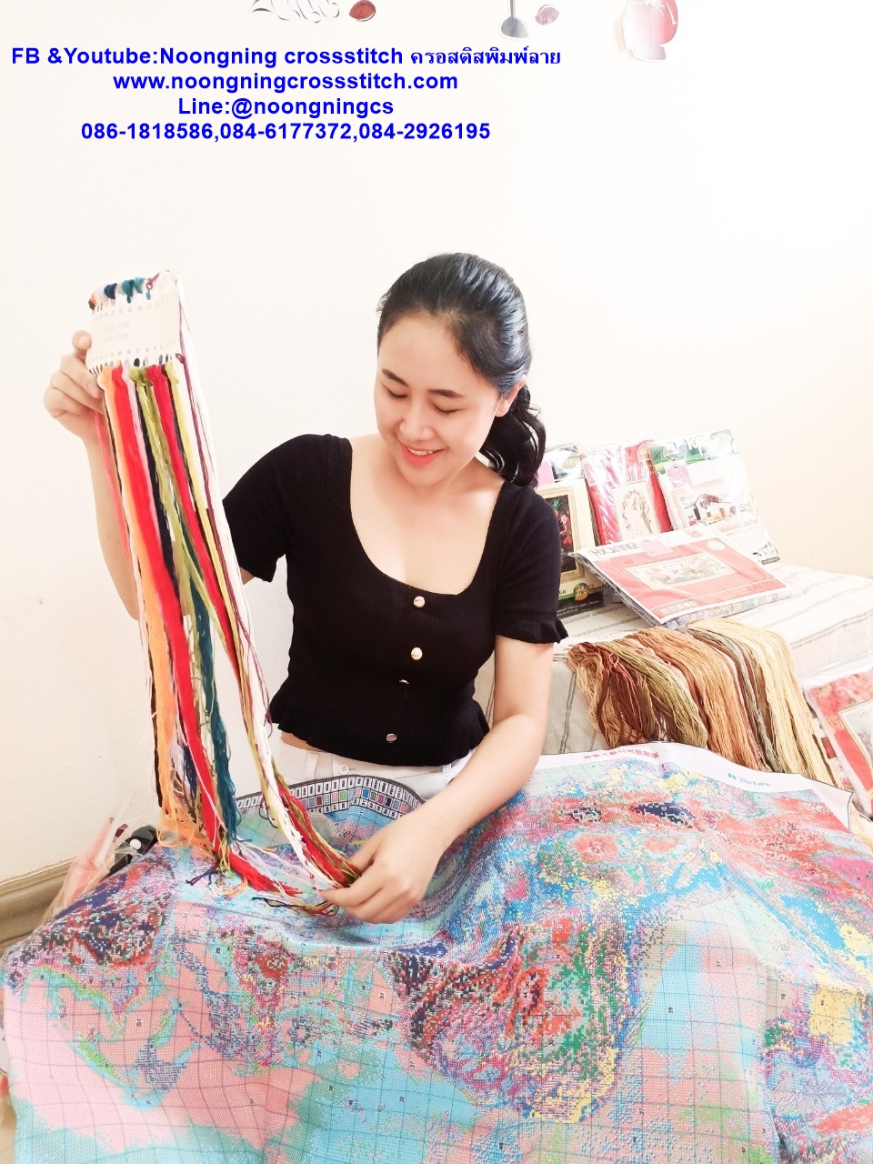 รัชกาลที่9และราชินี ชุดปักครอสติส พิมพ์ลาย ครอสติสจีน งานฝีมือทำที่บ้าน DIY