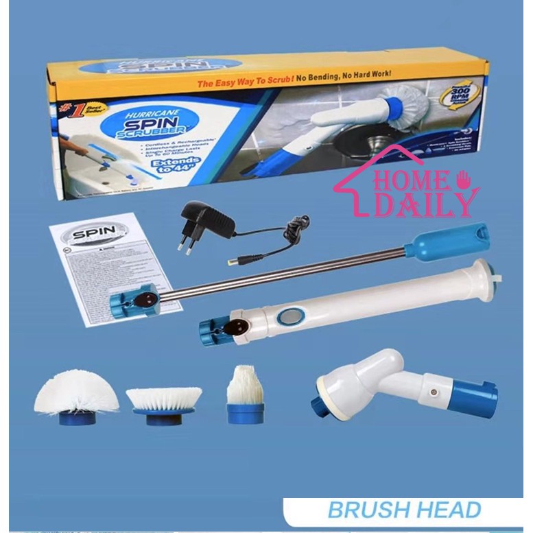 เครื่องขัดห้องน้ำ ขัดพื้น Hurricane Spin เอนกประสงค์ แปรงทำความสะอาดไฟฟ้า แปรงขัดล้างห้องน้ำไร้สาย พร้อมส่ง