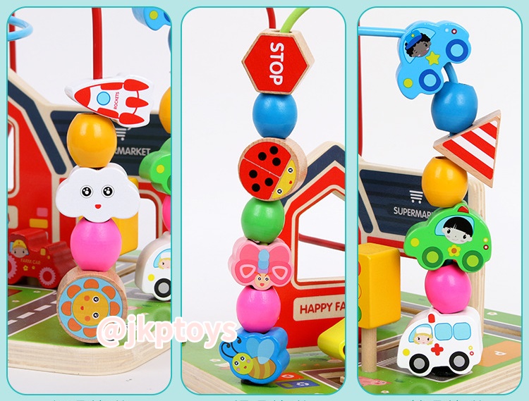 2 in 1 ขดลวดกิจกรรม รางเลื่อน ลายรถ สัตว์ สถานที่