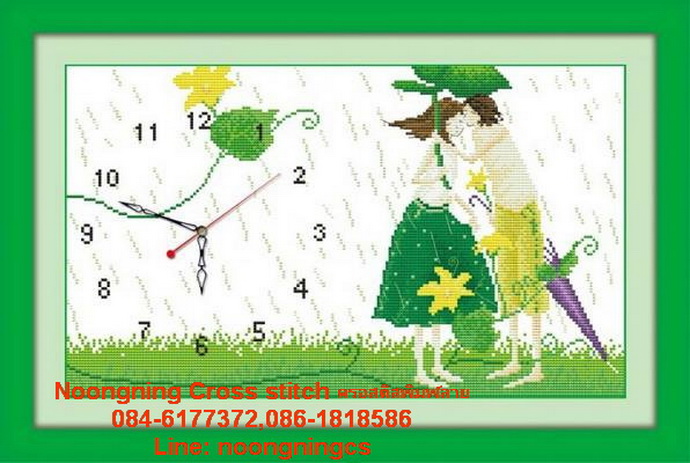 คู่รักกลางสายฝน ชุดปักครอสติช พิมพ์ลาย ครอสติสจีน งานฝีมือ DIY