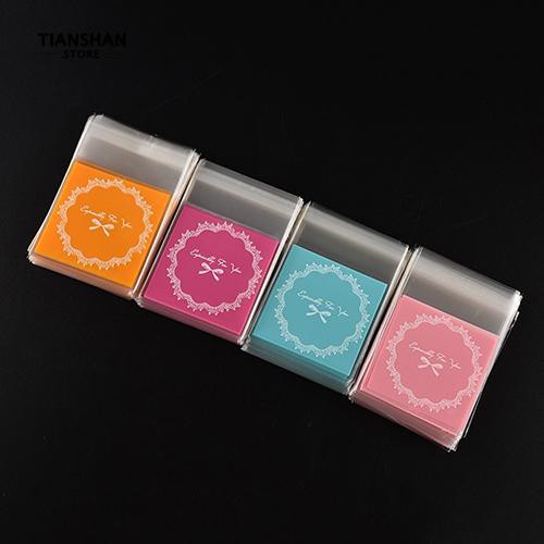 Tianshan บ้านและที่อยู่อาศัย 100PcsBowknotSelfAdhesiveBagDIYCookieCandy บรรจุภัณฑ์ถุงกระดาษแก้ว