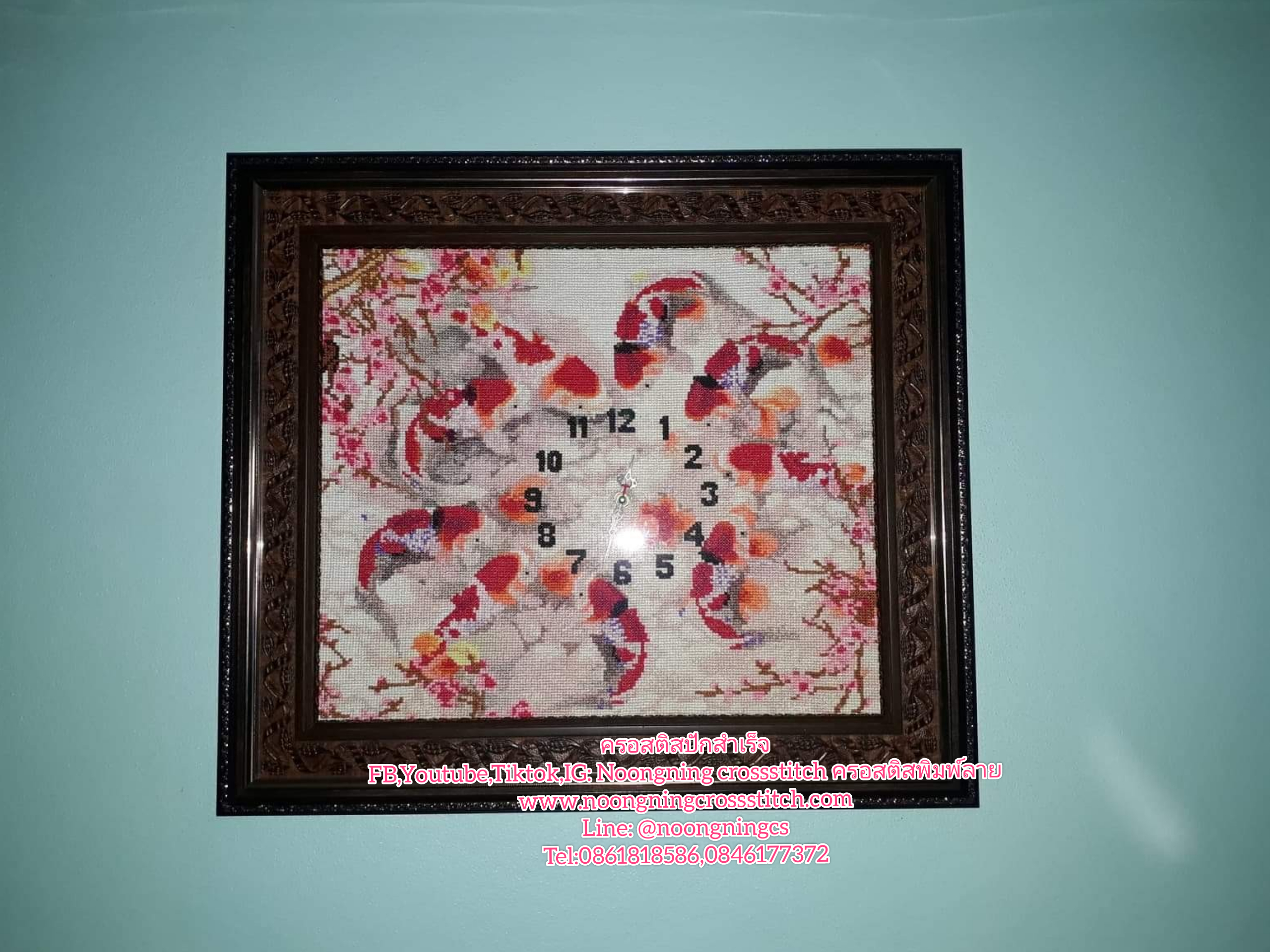 นกฟินิกซ์ ปลาคราฟ นกกระเรียน มงคล ชุดปักครอสติส พิมพ์ลาย ครอสติสจีน งานฝีมือทำที่บ้าน DIY