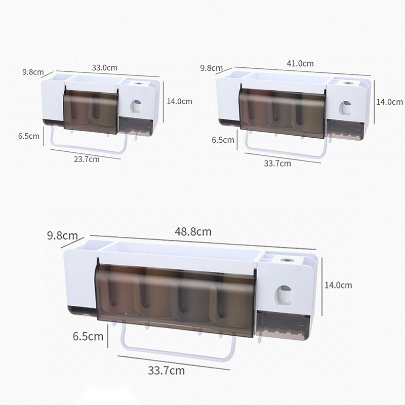 BestoreHome เครื่องบีบยาสีฟันอัต โนมัติมีที่แขวนแปรงสีฟัน เก็บแปรงสีฟันติดผนัง แถมชุดแก้วน้ำ สินค้ามีพร้อมส่ง