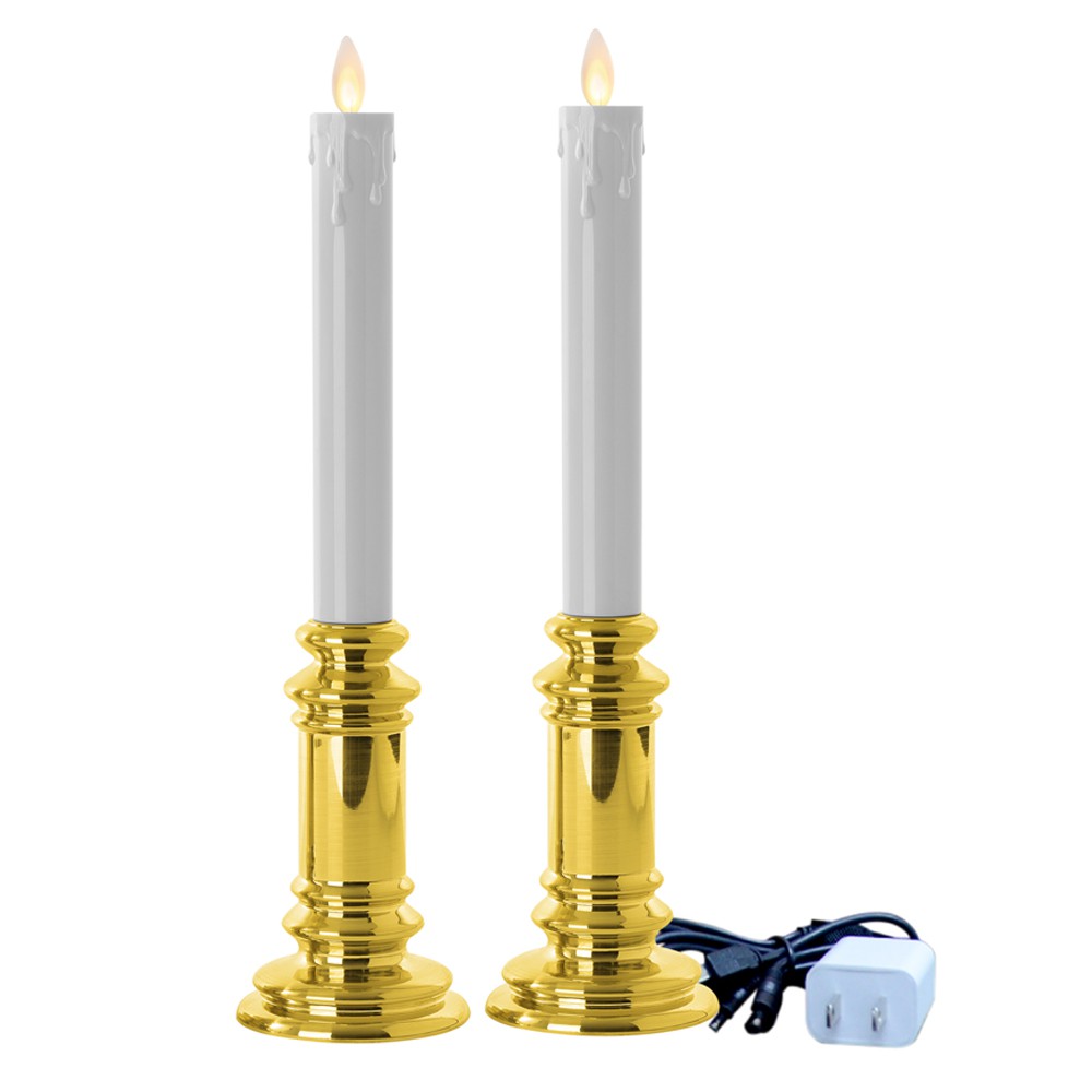 ธูปไฟฟ้า เทียนไฟฟ้า ธูปเทียนไฟฟ้า LED เชิงเทียน LED CLAIRE 7X30เซนติเมตร สีขาวทอง