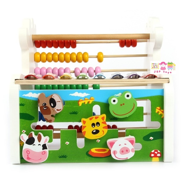 3 in 1 ของเล่นไม้ เสริมพัฒนาการระนาด รางเลื่อน รางลูกคิดลายวัวน้อย