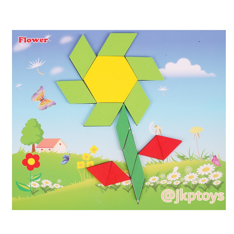 ของเล่นไม้เสริมพัฒนาการตัวต่อ tangram 250 ชิ้น