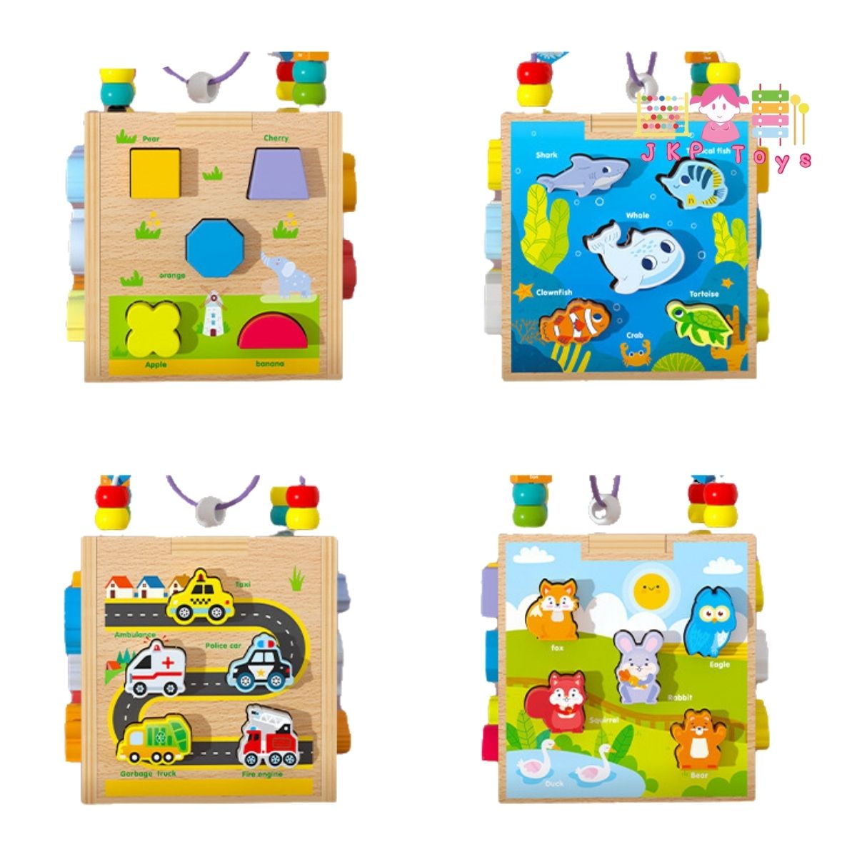 ของเล่นเสริมพัฒนาการ ของเล่นไม้ บล็อคหยอดไม้ลายสัตว์สอนรูปทรง