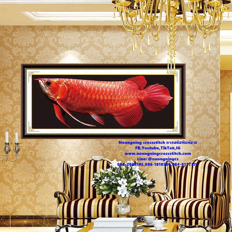 ปลามังกร ครอสติสคริสตัล Diamond painting โมเสก ภาพติดเพชร งานฝีมือทำที่บ้าน DIY