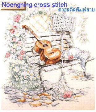 กีตาร์ชุดปักครอสติช พิมพ์ลาย ครอสติสจีน งานฝีมือ DIY