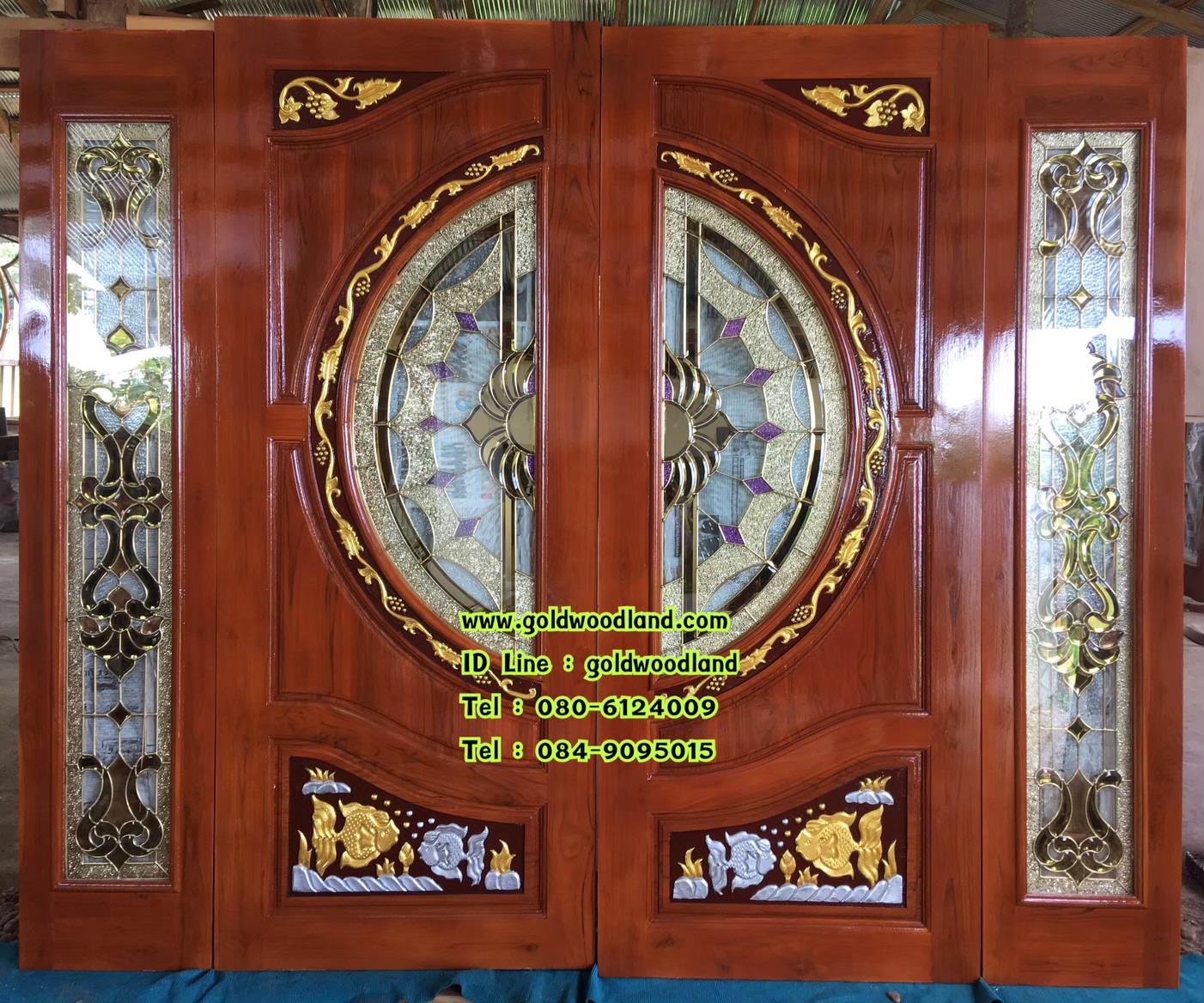 ประตูบ้านไม้สัก GBBB - 240