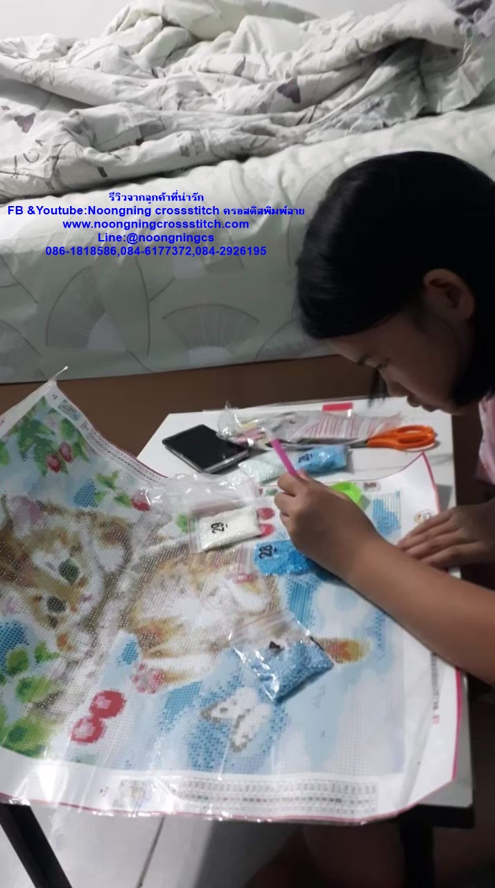 The Starry Night ศิลปิน Vincent Van Gogh ครอสติสคริสตัล Diamond painting โมเสก ภาพติดเพชร งานฝีมือทำที่บ้าน DIY