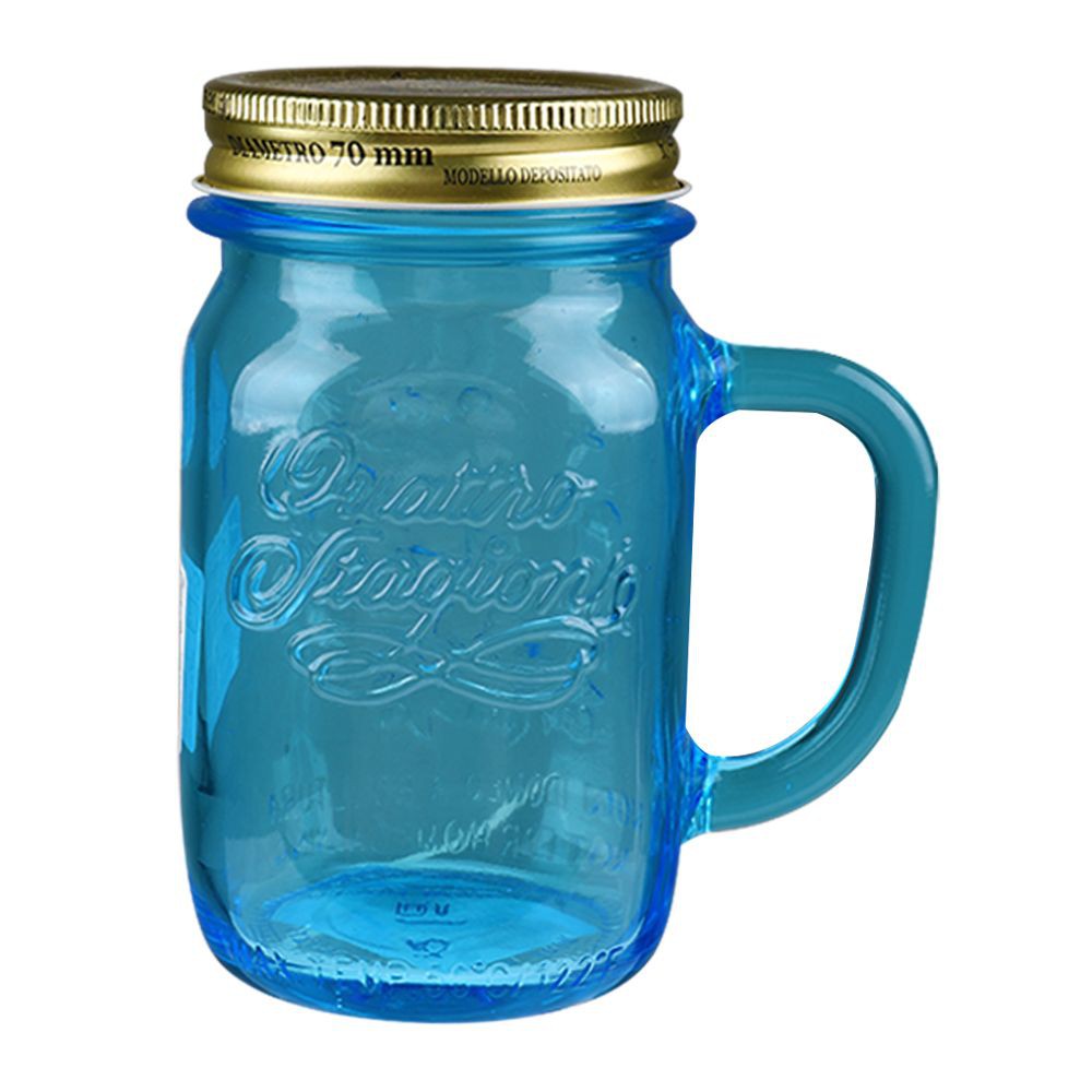 ขวดโหลแก้วฟ้ามีหู BORMIOLI ฝาเกลียวทอง 0.4 ลิตร CANISTER GLASS 0.4L SCREW LID