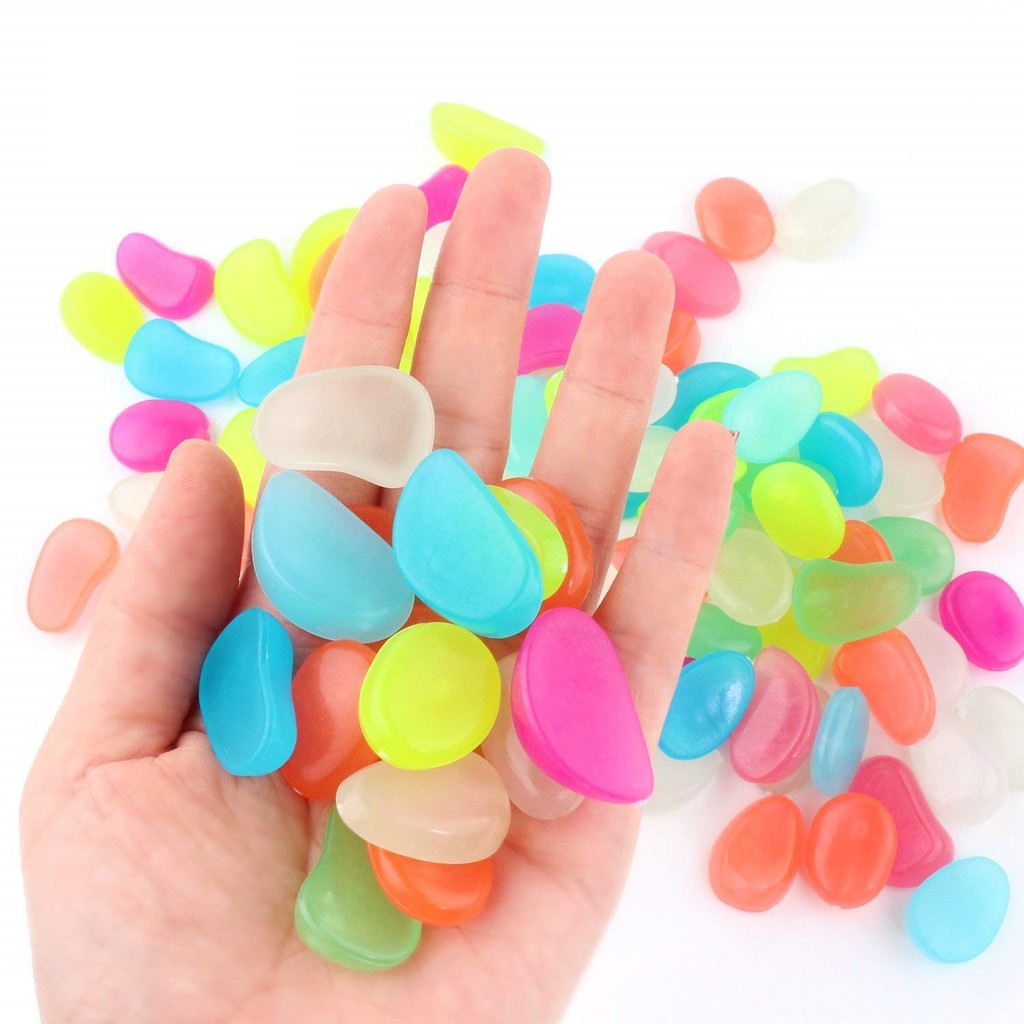 หินเรืองแสง กรวดเรืองแสง หินตู้ปลา หินแต่งสวน คละสี 100 ชิ้น/แพ็ค (≈200กรัม)