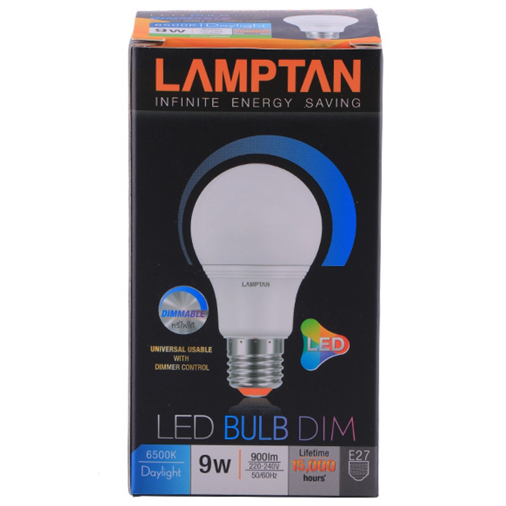 หลอด LED BULB DIM 9W DAYLIGHT E27 LAMPTAN หลอดไฟภายในบ้านเอนกประสงค์