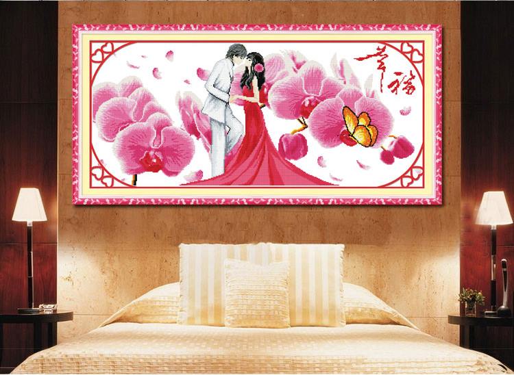 คู่บ่าวสาว ชุดปักครอสติส พิมพ์ลาย ครอสติสจีน งานฝีมือทำที่บ้าน DIY