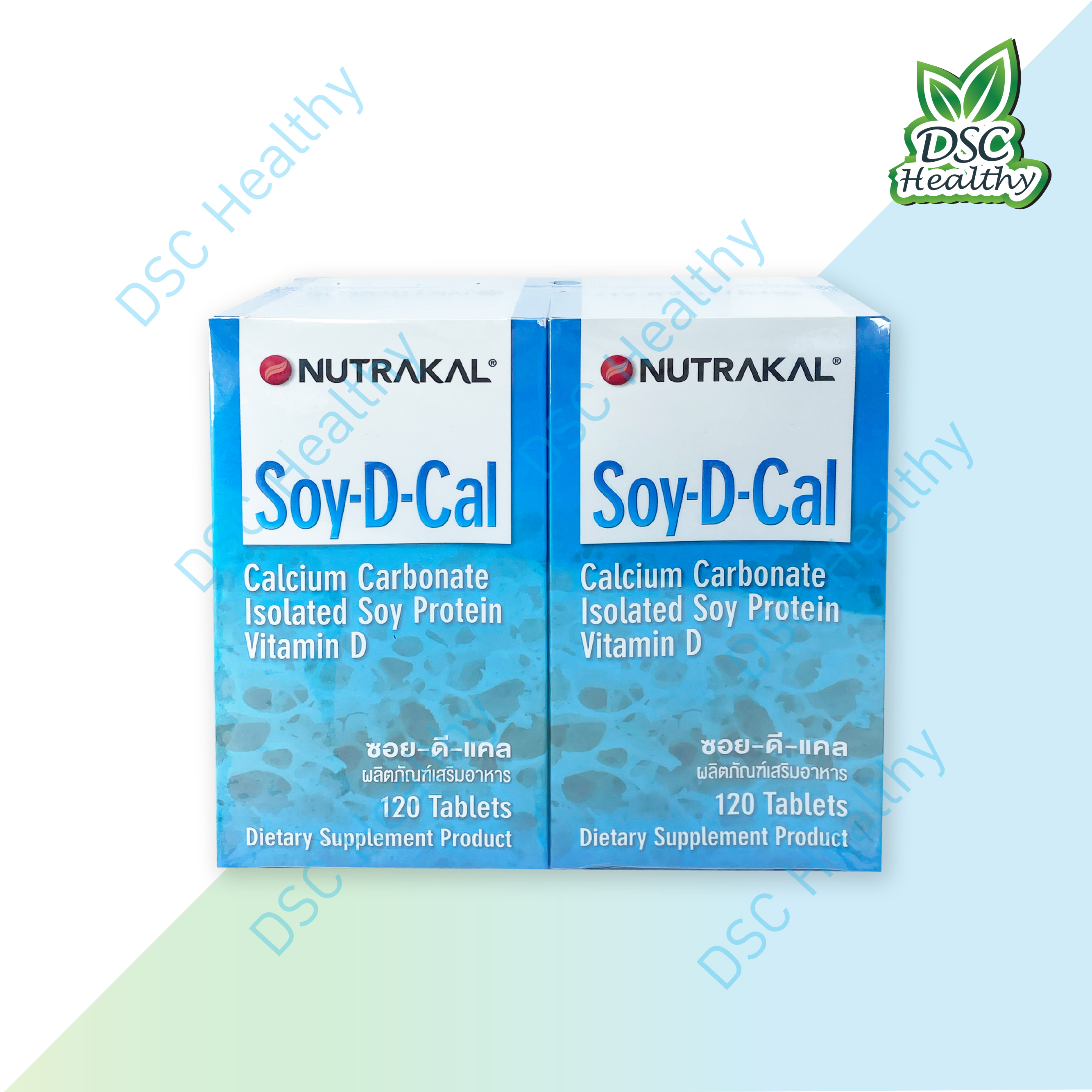NUTRAKAL Soy-D-Cal Calcium Carbonate Isolated Soy Protein Vitamin D 120 Tablets แพ็ค 2 กล่อง