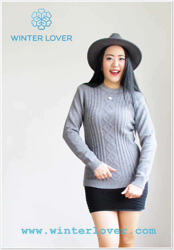 เสื้อไหมพรมคอกลม สีเทา แขนยาวผ้าฟูอุ่นนุ่ม ขนาดกลาง (Unisex)(พร้อมส่ง)(Free Size)