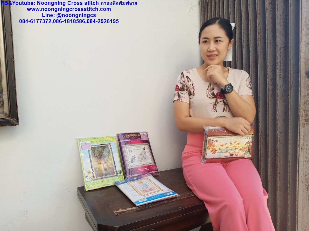 นกยูง ชุดปักครอสติส พิมพ์ลาย ครอสติสจีน งานฝีมือทำที่บ้าน DIY