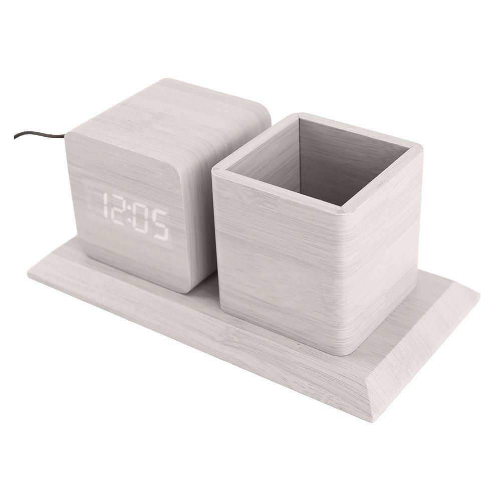 นาฬิกาตั้งโต๊ะ LED HOME LIVING STYLE PEN 18X10 ซม. สีเทา นาฬิกา