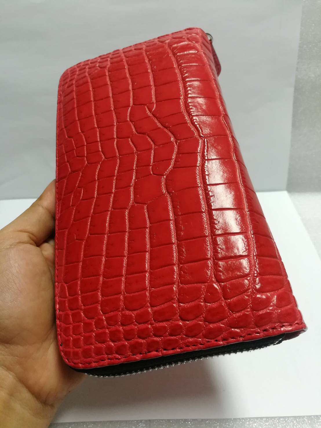 กระเป๋าหนังจระเข้แท้แบบซิปเดี่ยว(หนังท้อง)