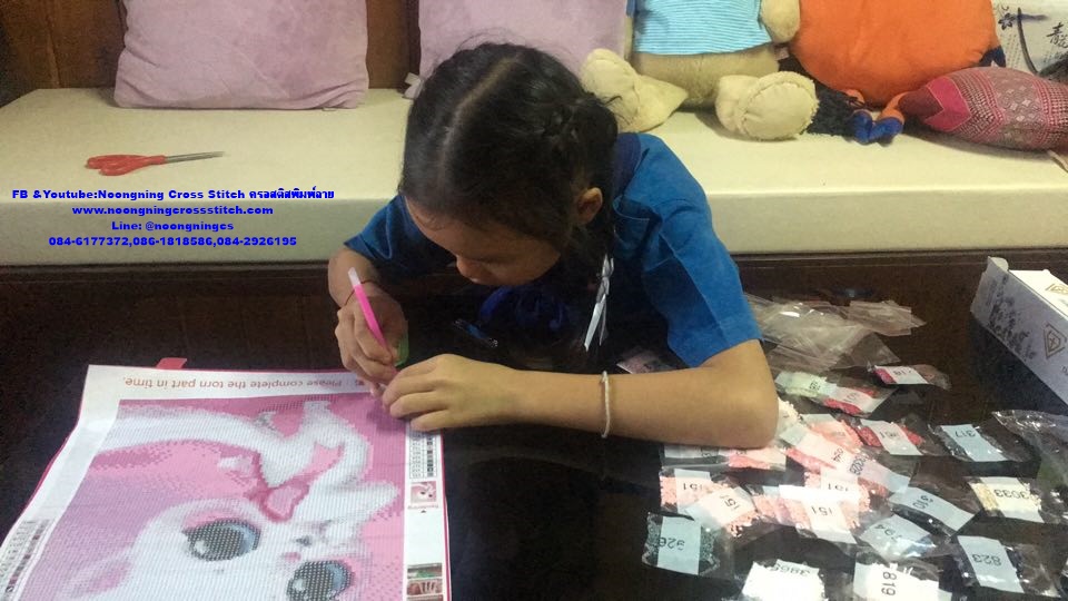 กระต่ายมงคล ครอสติสคริสตัล Diamond painting โมเสก ภาพติดเพชร งานฝีมือทำที่บ้าน DIY