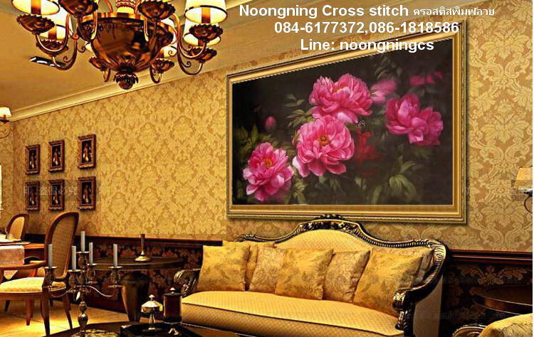 นาฬิกาดอกไม้ ชุดปักครอสติช พิมพ์ลาย ครอสติสจีน งานฝีมือ DIY