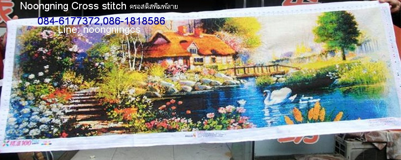 ดอกไม้ ชุดปักครอสติช พิมพ์ลาย ครอสติสจีน งานฝีมือ DIY