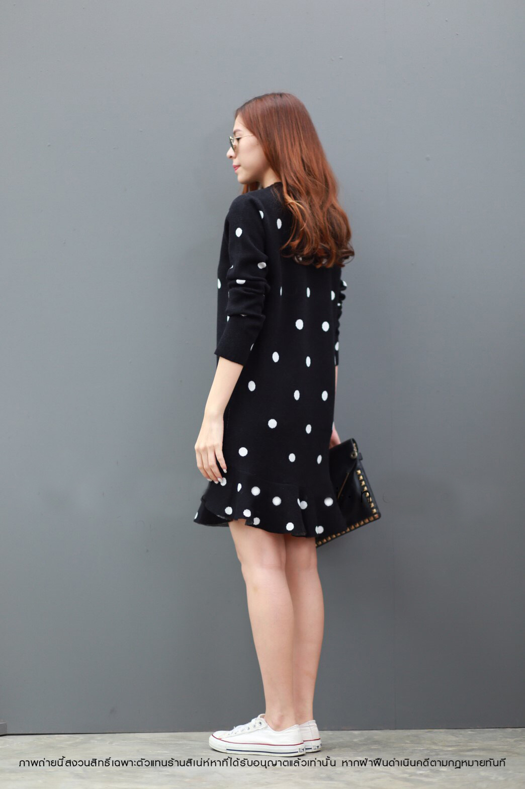 DS0114 เดรสไหมพรม เดรสแฟชั่น เดรสเกาหลี มินิเดรส เดรสสั้น (สีดำ)