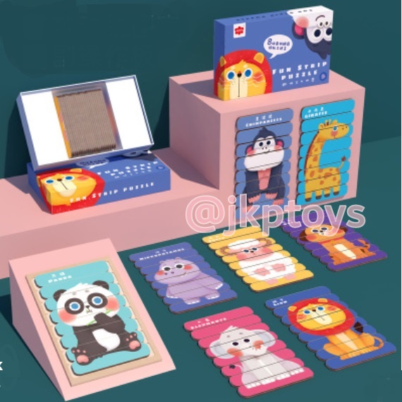 ของเล่นไม้เสริมพัฒนาการ เเท่งไม้จิ๊กซอว์ต่อภาพสัตว์ 8 ชนิด