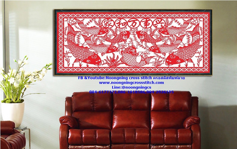 ไก่ มงคล ชุดปักครอสติส พิมพ์ลาย ครอสติสจีน งานฝีมือทำที่บ้าน DIY